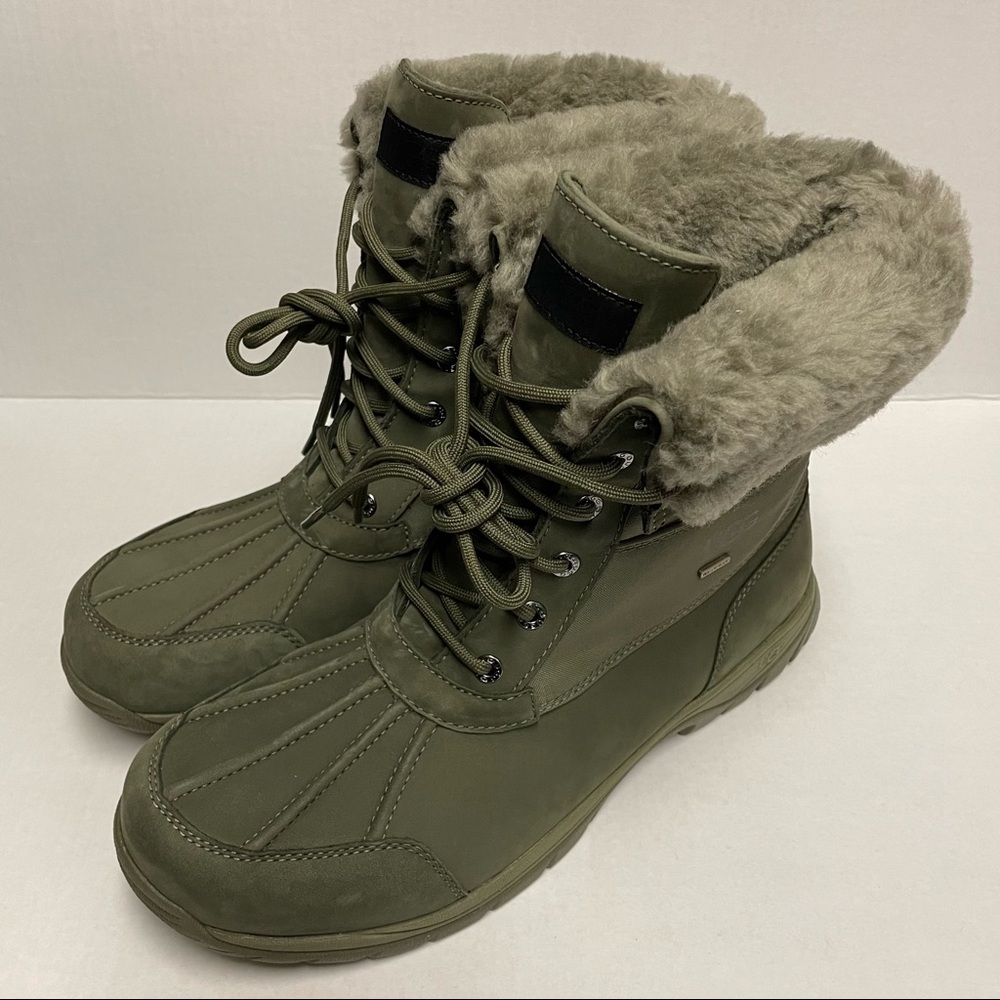 UGG Butte Mono Waterproof Leather Boots Men’s Size 12 Moss Green
